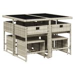 Casa si Gradina - Gradina si terasa - Mobilier exterior - Seturi mobila gradina - Set mobilier gradina cu perne, 9 piese, gri deschis, poliratan - Infinity.ro