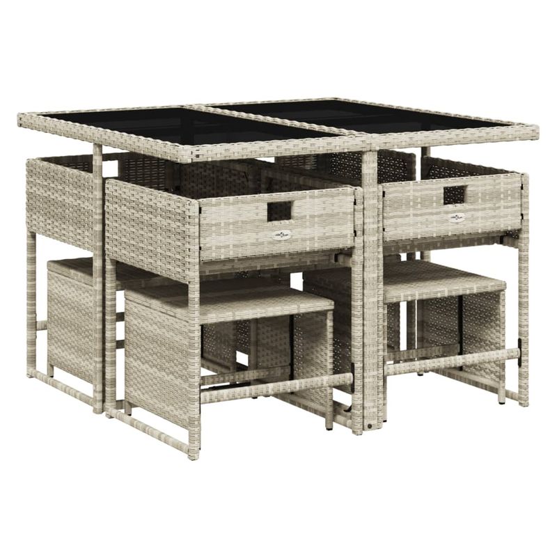 Casa si Gradina - Gradina si terasa - Mobilier exterior - Seturi mobila gradina - Set mobilier gradina cu perne, 9 piese, gri deschis, poliratan - Infinity.ro