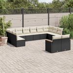 Casa si Gradina - Gradina si terasa - Mobilier exterior - Seturi mobila gradina - Set canapele de gradina, 12 piese, cu perne, negru, poliratan - Infinity.ro