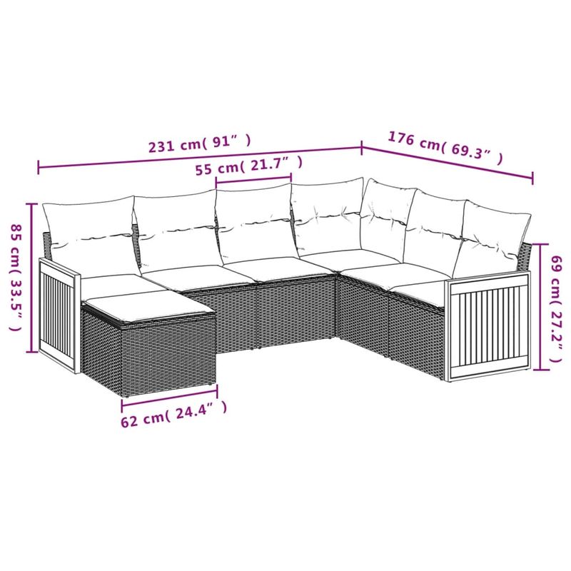 Casa si Gradina - Gradina si terasa - Mobilier exterior - Seturi mobila gradina - Set canapele de gradina cu perne, 7 piese, negru, poliratan - Infinity.ro