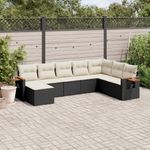 Casa si Gradina - Gradina si terasa - Mobilier exterior - Seturi mobila gradina - Set mobilier de gradina cu perne, 8 piese, negru, poliratan - Infinity.ro
