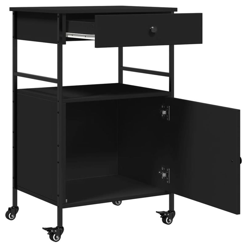 Casa si Gradina - Mobilier - Comode si corpuri - Corpuri bucatarie - Carucior de bucatarie, negru, 56x43x89,5 cm, lemn prelucrat - Infinity.ro