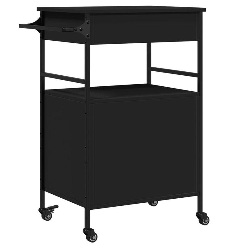 Casa si Gradina - Mobilier - Comode si corpuri - Corpuri bucatarie - Carucior de bucatarie, negru, 56x43x89,5 cm, lemn prelucrat - Infinity.ro