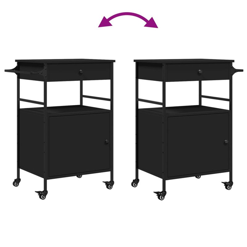 Casa si Gradina - Mobilier - Comode si corpuri - Corpuri bucatarie - Carucior de bucatarie, negru, 56x43x89,5 cm, lemn prelucrat - Infinity.ro