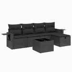 Casa si Gradina - Gradina si terasa - Mobilier exterior - Seturi mobila gradina - Set mobilier de gradina cu perne, 6 piese, negru, poliratan - Infinity.ro
