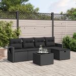 Casa si Gradina - Gradina si terasa - Mobilier exterior - Seturi mobila gradina - Set mobilier de gradina cu perne, 6 piese, negru, poliratan - Infinity.ro