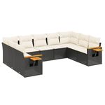 Casa si Gradina - Gradina si terasa - Mobilier exterior - Seturi mobila gradina - Set mobilier de gradina cu perne, 9 piese, negru, poliratan - Infinity.ro