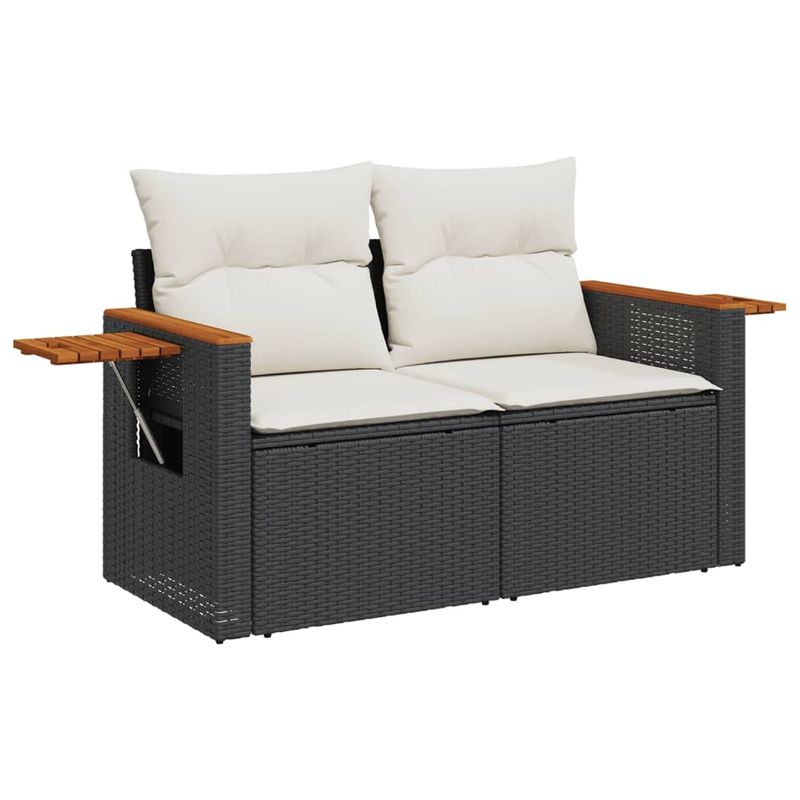 Casa si Gradina - Gradina si terasa - Mobilier exterior - Seturi mobila gradina - Set mobilier de gradina cu perne, 9 piese, negru, poliratan - Infinity.ro