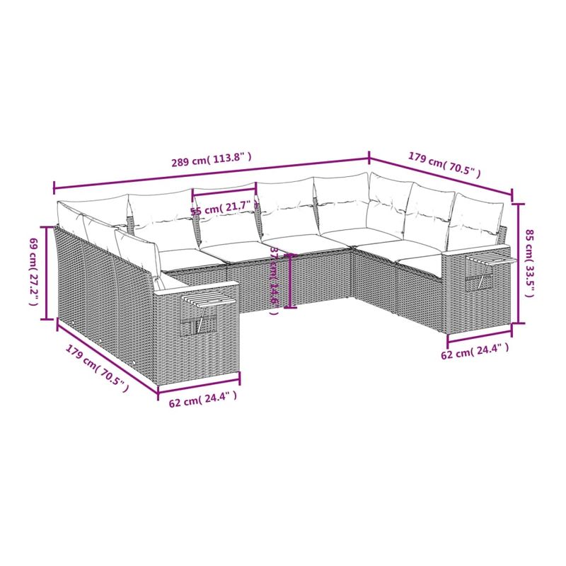 Casa si Gradina - Gradina si terasa - Mobilier exterior - Seturi mobila gradina - Set mobilier de gradina cu perne, 9 piese, negru, poliratan - Infinity.ro