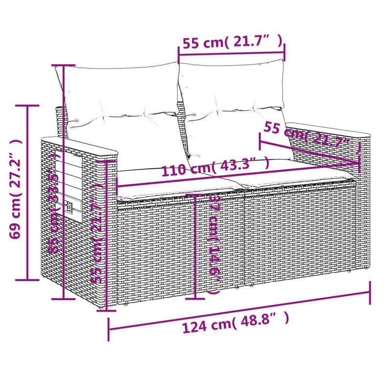 Casa si Gradina - Gradina si terasa - Mobilier exterior - Seturi mobila gradina - Set mobilier de gradina cu perne, 9 piese, negru, poliratan - Infinity.ro