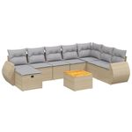 Casa si Gradina - Gradina si terasa - Mobilier exterior - Seturi mobila gradina - Set canapele de gradina, 9 piese, cu perne, bej, poliratan - Infinity.ro