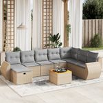 Casa si Gradina - Gradina si terasa - Mobilier exterior - Seturi mobila gradina - Set canapele de gradina, 9 piese, cu perne, bej, poliratan - Infinity.ro