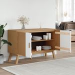 Casa si Gradina - Mobilier - Comode si corpuri - Comode - Servanta "OLDEN", alb si maro, 114x43x73,5 cm, lemn masiv pin - Infinity.ro
