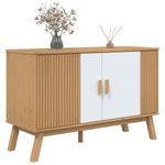 Casa si Gradina - Mobilier - Comode si corpuri - Comode - Servanta "OLDEN", alb si maro, 114x43x73,5 cm, lemn masiv pin - Infinity.ro