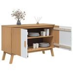 Casa si Gradina - Mobilier - Comode si corpuri - Comode - Servanta "OLDEN", alb si maro, 114x43x73,5 cm, lemn masiv pin - Infinity.ro