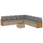Casa si Gradina - Gradina si terasa - Mobilier exterior - Seturi mobila gradina - Set canapele de gradina cu perne, 10 piese, bej, poliratan - Infinity.ro