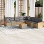 Casa si Gradina - Gradina si terasa - Mobilier exterior - Seturi mobila gradina - Set canapele de gradina cu perne, 10 piese, bej, poliratan - Infinity.ro