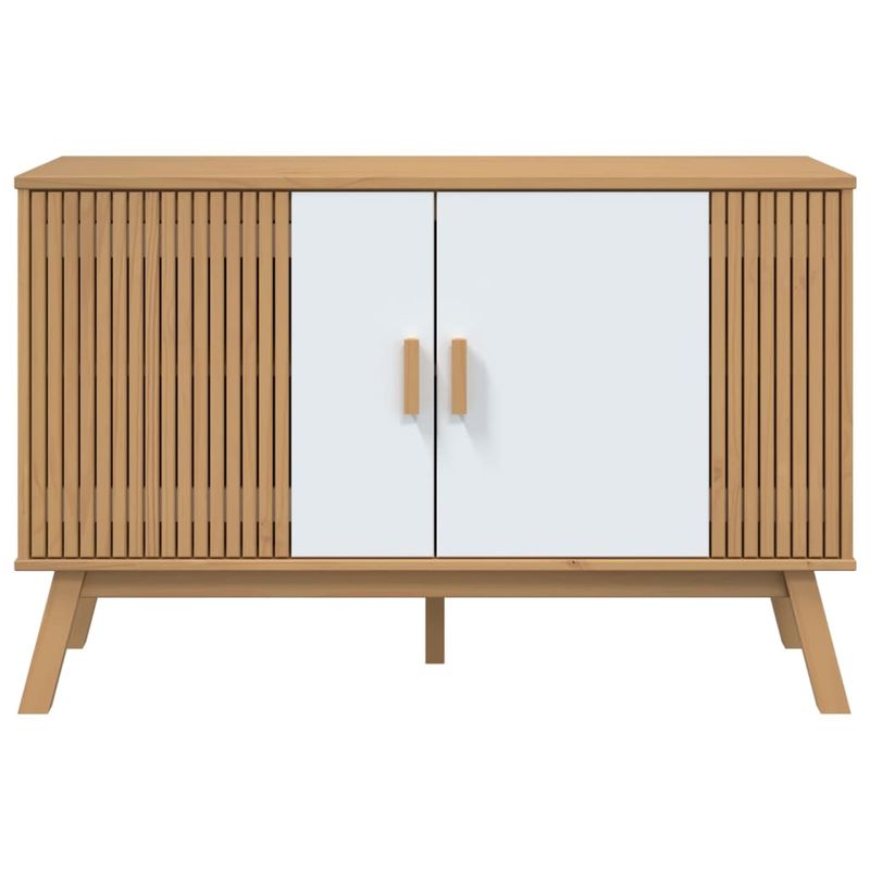 Casa si Gradina - Mobilier - Comode si corpuri - Comode - Servanta "OLDEN", alb si maro, 114x43x73,5 cm, lemn masiv pin - Infinity.ro