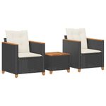 Casa si Gradina - Gradina si terasa - Mobilier exterior - Seturi mobila gradina - Set bistro cu perne, 3 piese, negru, poliratan si lemn acacia - Infinity.ro
