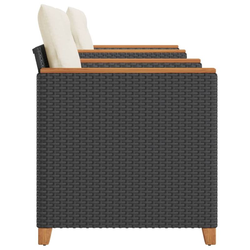 Casa si Gradina - Gradina si terasa - Mobilier exterior - Seturi mobila gradina - Set bistro cu perne, 3 piese, negru, poliratan si lemn acacia - Infinity.ro