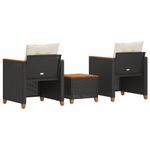 Casa si Gradina - Gradina si terasa - Mobilier exterior - Seturi mobila gradina - Set bistro cu perne, 3 piese, negru, poliratan si lemn acacia - Infinity.ro