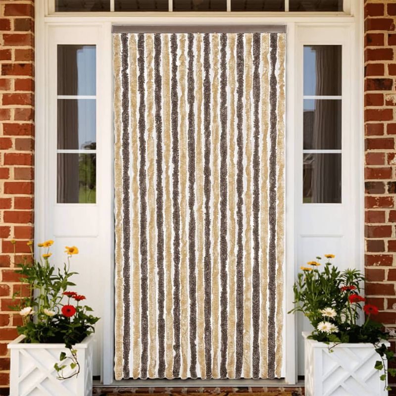 Casa si Gradina - Textile si covoare - Perdele si draperii - Perdele - Perdea pentru insecte, maro inchis si bej, 90x200 cm, chenille - Infinity.ro