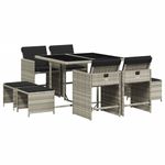 Casa si Gradina - Gradina si terasa - Mobilier exterior - Seturi mobila gradina - Set mobilier gradina cu perne, 9 piese, gri deschis, poliratan - Infinity.ro