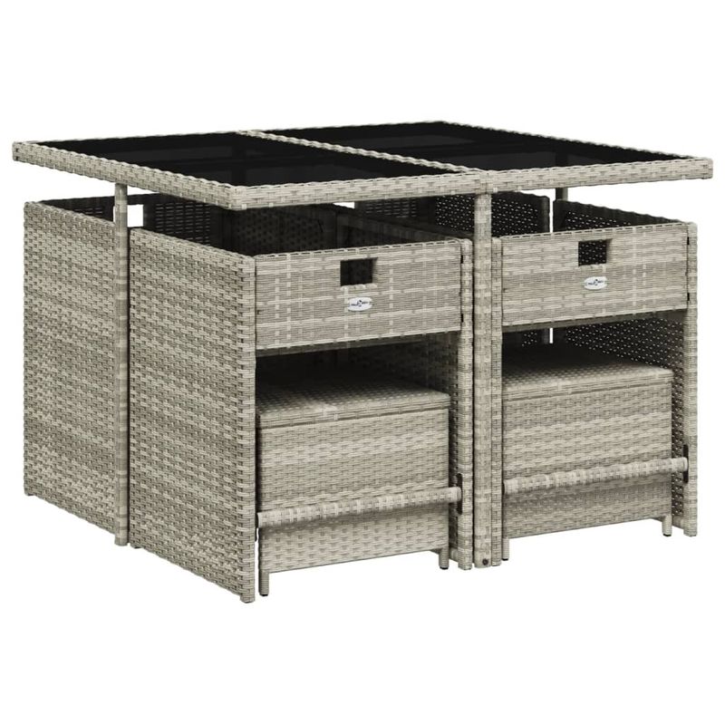 Casa si Gradina - Gradina si terasa - Mobilier exterior - Seturi mobila gradina - Set mobilier gradina cu perne, 9 piese, gri deschis, poliratan - Infinity.ro