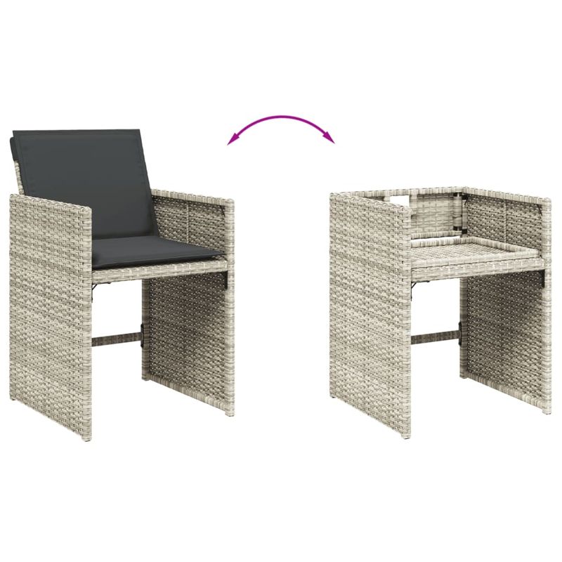 Casa si Gradina - Gradina si terasa - Mobilier exterior - Seturi mobila gradina - Set mobilier gradina cu perne, 9 piese, gri deschis, poliratan - Infinity.ro