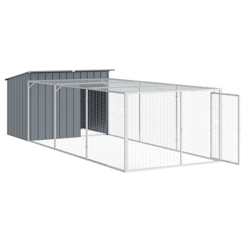 Petshop - Accesorii petshop - Culcusuri si custi - Custi interior si exterior - Cusca caine cu tarc antracit 153x396x110 cm otel galvanizat - Infinity.ro