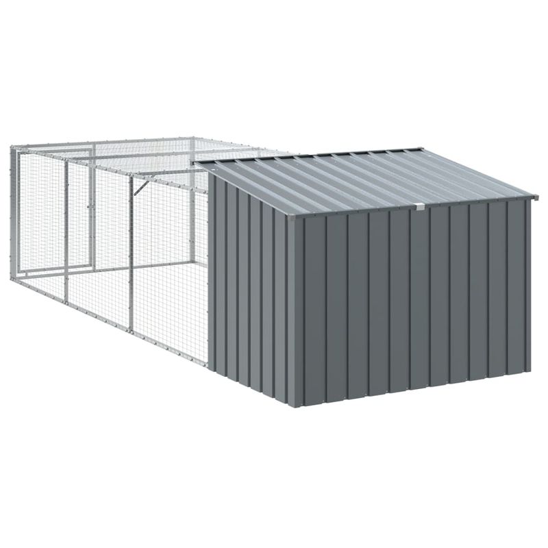 Petshop - Accesorii petshop - Culcusuri si custi - Custi interior si exterior - Cusca caine cu tarc antracit 153x396x110 cm otel galvanizat - Infinity.ro