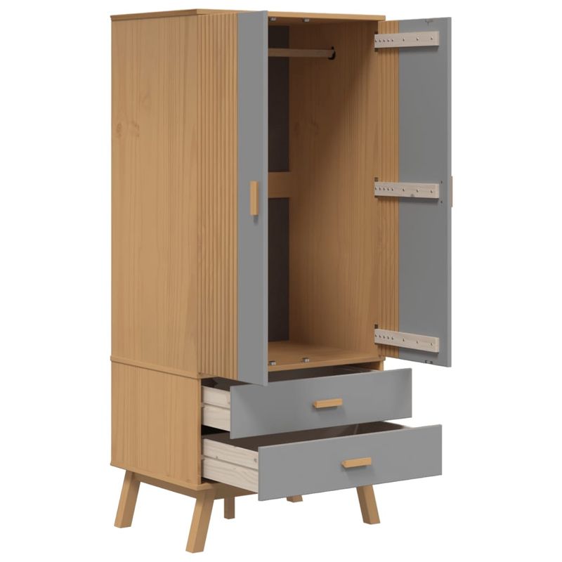 Casa si Gradina - Mobilier - Dulapuri si sifoniere - Sifoniere - Sifonier "OLDEN", gri/maro, 76,5x53x172 cm, lemn masiv pin - Infinity.ro