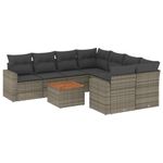 Casa si Gradina - Gradina si terasa - Mobilier exterior - Seturi mobila gradina - Set canapele de gradina, 9 piese, cu perne, gri, poliratan - Infinity.ro