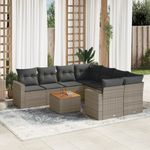Casa si Gradina - Gradina si terasa - Mobilier exterior - Seturi mobila gradina - Set canapele de gradina, 9 piese, cu perne, gri, poliratan - Infinity.ro