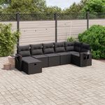 Casa si Gradina - Gradina si terasa - Mobilier exterior - Seturi mobila gradina - Set canapele de gradina cu perne, 7 piese, negru, poliratan - Infinity.ro