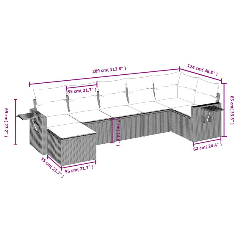 Casa si Gradina - Gradina si terasa - Mobilier exterior - Seturi mobila gradina - Set canapele de gradina cu perne, 7 piese, negru, poliratan - Infinity.ro