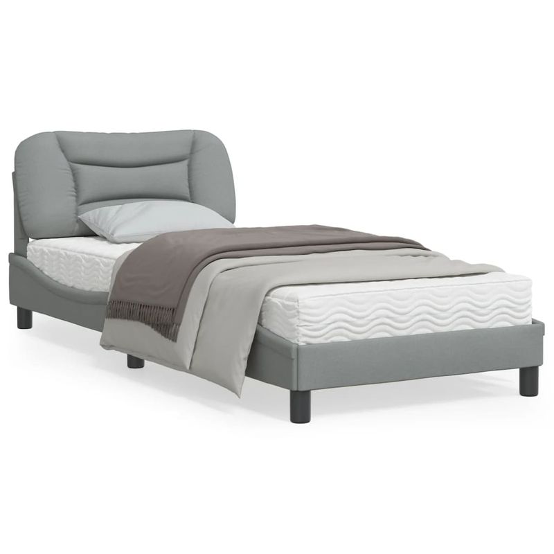 Casa si Gradina - Mobilier - Paturi si accesorii - Paturi - Cadru de pat cu tablie, gri deschis, 90x200 cm, textil - Infinity.ro