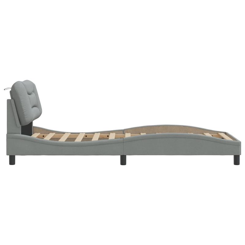 Casa si Gradina - Mobilier - Paturi si accesorii - Paturi - Cadru de pat cu tablie, gri deschis, 90x200 cm, textil - Infinity.ro