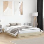 Casa si Gradina - Mobilier - Paturi si accesorii - Paturi - Cadru de pat cu lumini LED, stejar sonoma, 150x200 cm - Infinity.ro