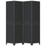 Casa si Gradina - Decoratiuni - Pereti despartitori si paravane - Paravan camera 4 panouri, negru, lemn masiv paulownia, mărime 40x180 cm - Infinity.ro