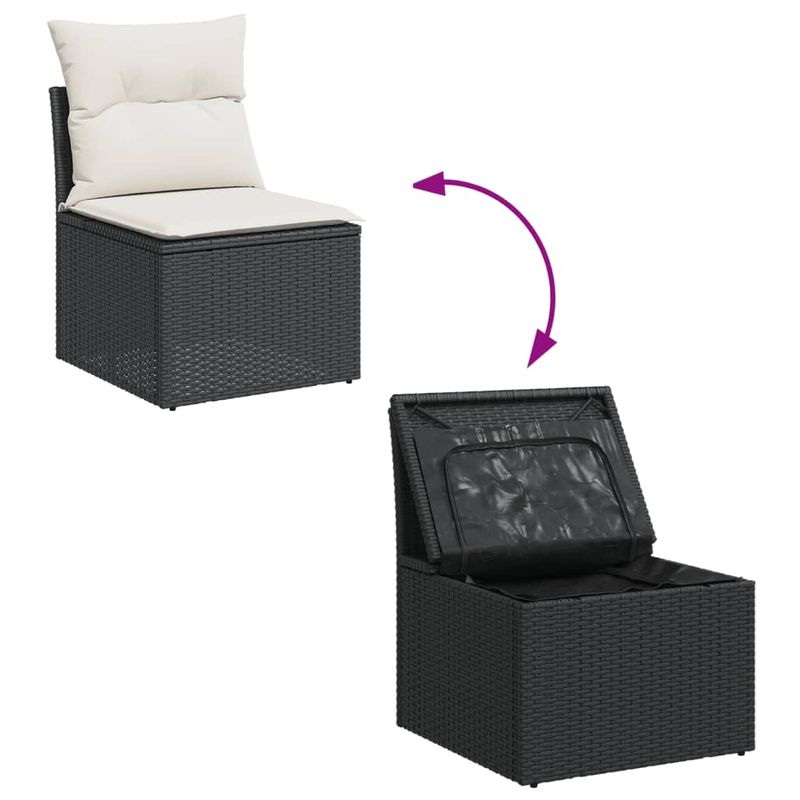 Casa si Gradina - Gradina si terasa - Mobilier exterior - Seturi mobila gradina - Set mobilier de gradina cu perne, 13 piese, negru, poliratan - Infinity.ro