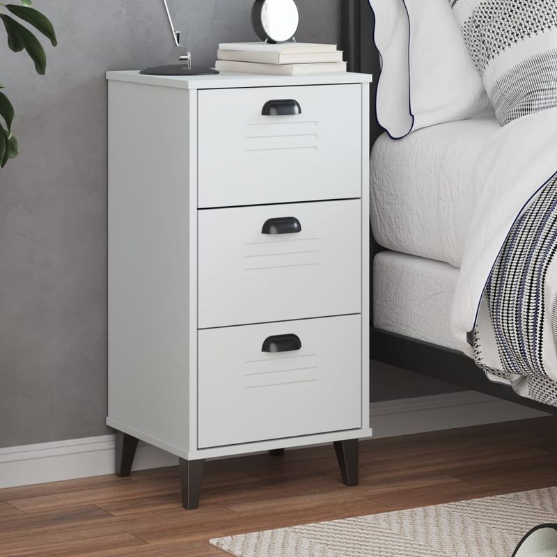 Casa si Gradina - Mobilier - Comode si corpuri - Noptiere - Noptiera „VIKEN”, alb, lemn masiv de pin - Infinity.ro