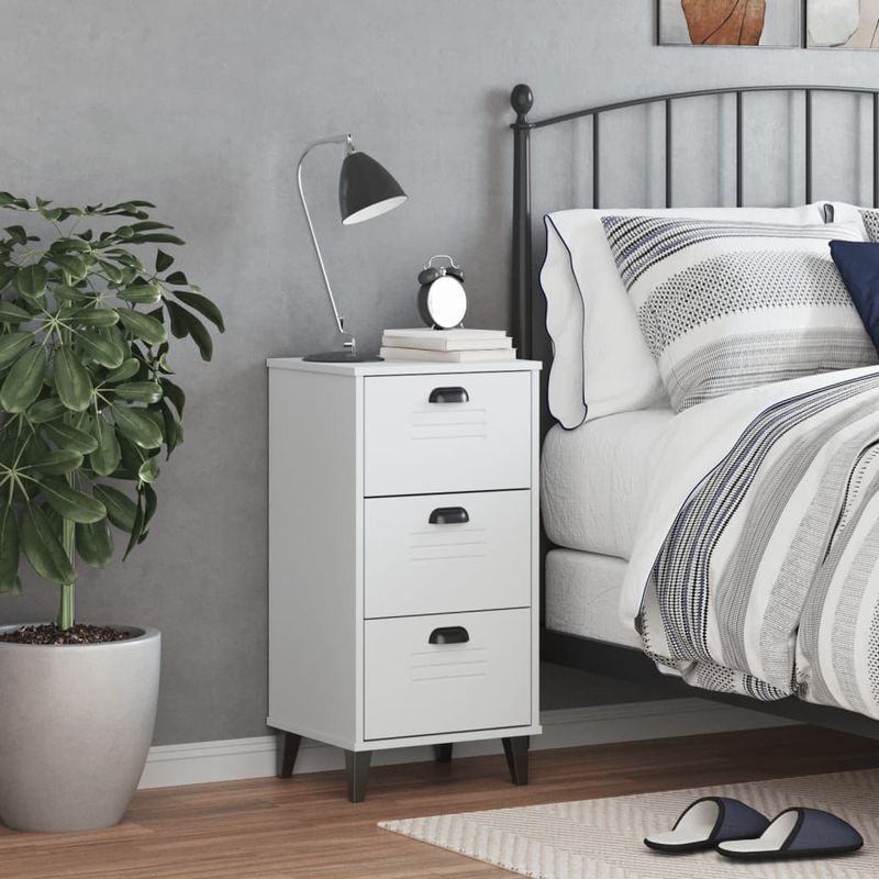 Casa si Gradina - Mobilier - Comode si corpuri - Noptiere - Noptiera „VIKEN”, alb, lemn masiv de pin - Infinity.ro