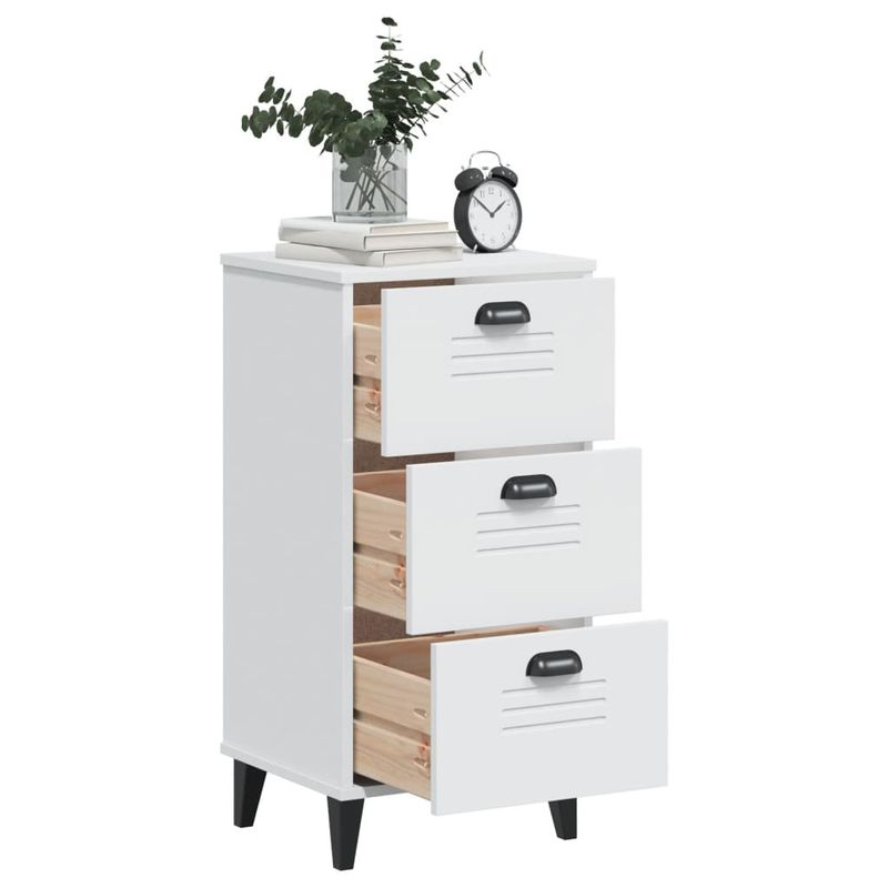 Casa si Gradina - Mobilier - Comode si corpuri - Noptiere - Noptiera „VIKEN”, alb, lemn masiv de pin - Infinity.ro