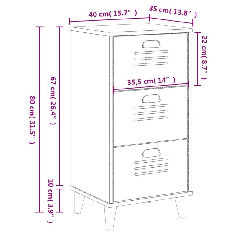 Casa si Gradina - Mobilier - Comode si corpuri - Noptiere - Noptiera „VIKEN”, alb, lemn masiv de pin - Infinity.ro