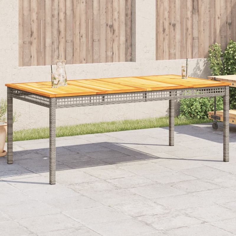 Casa si Gradina - Gradina si terasa - Mobilier exterior - Mese gradina - Masa gradina, gri, 180x90x75 cm, poliratan si lemn de acacia - Infinity.ro