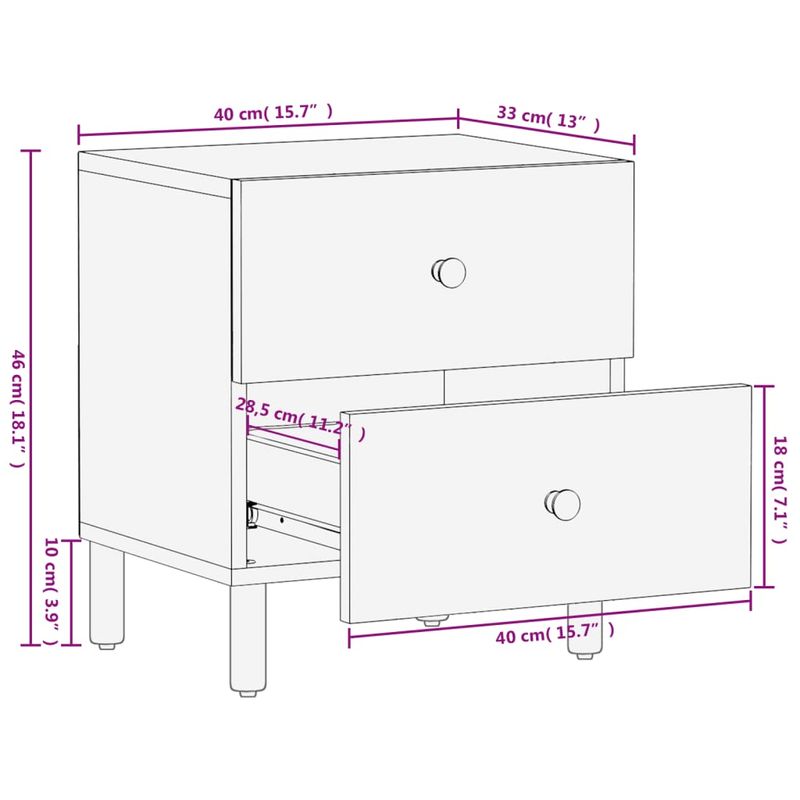 Casa si Gradina - Mobilier - Comode si corpuri - Noptiere - Noptiera, negru, 40x33x46 cm, lemn masiv de mango - Infinity.ro