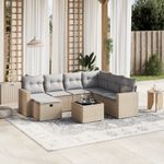 Casa si Gradina - Gradina si terasa - Mobilier exterior - Seturi mobila gradina - Set canapele de gradina, 8 piese, cu perne, bej, poliratan - Infinity.ro