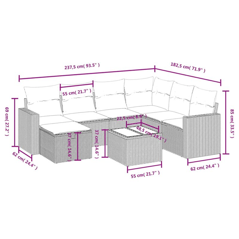 Casa si Gradina - Gradina si terasa - Mobilier exterior - Seturi mobila gradina - Set canapele de gradina, 8 piese, cu perne, bej, poliratan - Infinity.ro