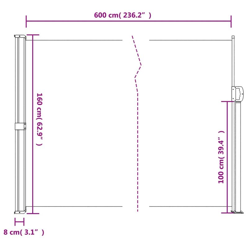 Casa si Gradina - Gradina si terasa - Umbrele si pavilioane - Umbrele - Copertina laterala retractabila, albastru, 160 x 600 cm - Infinity.ro